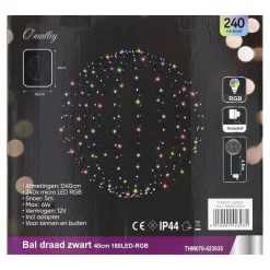 Bal draad zwart 40cm 240LED-rgb