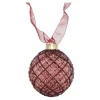 Bal met lint burgundy 10 cm 15 LED-warm wit