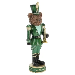 Beeld beer trompet groen 33 cm