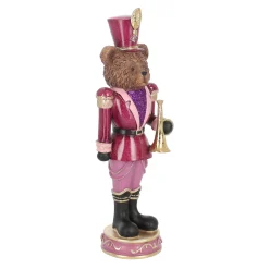 Beeld beer trompet roze 33 cm