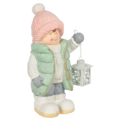 Beeld kind groen lantaarn 43 cm
