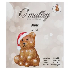 Beer zittend acryl 18cm 30LED