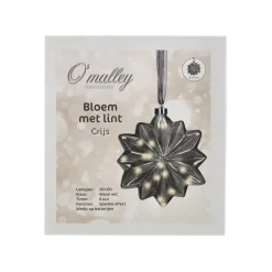 Bloem met lint grijs 19 cm 20 LED-ww