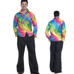 Blouse Disco regenboog man M
