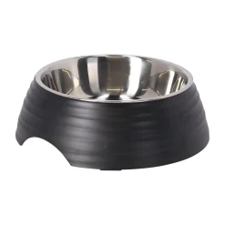 Eetpot hond ribbel zwart 700ml