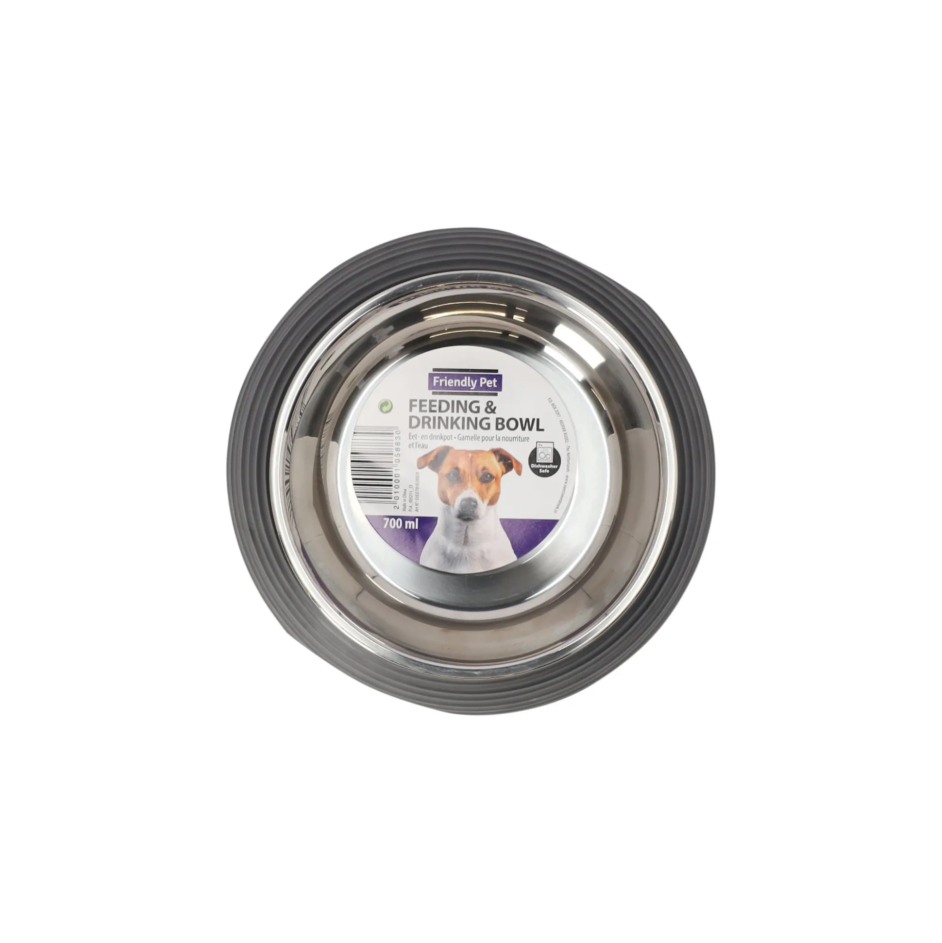 Eetpot hond ribbel zwart 700ml