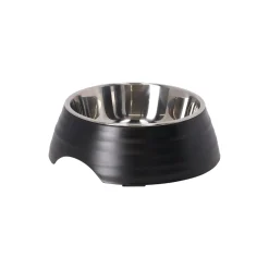 Eetpot hond ribbel zwart 350ml