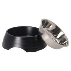Eetpot hond ribbel zwart 350ml