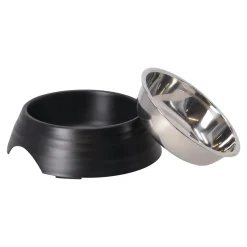 Eetpot hond ribbel zwart 160ml