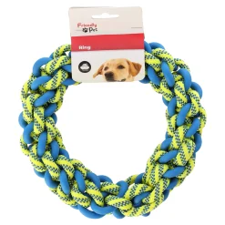 Hondenpeelgoed ring L blauw/geel 23cm