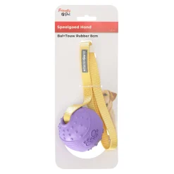 Hondenspeelgoed bal rubber+touw 8cm