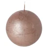 Kaars metallic bol 80mm bruin