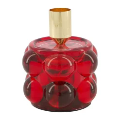 Kaarshouder glas rood 8 x 10 cm