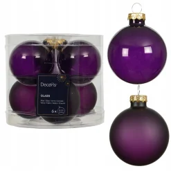 Kerstbal glas glans mat vijg 6 cm 6st.