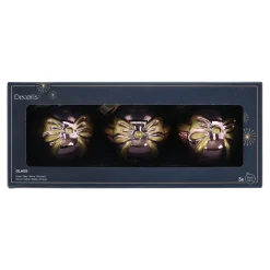 Kerstbal glas strik roze 8 cm 3st.