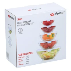 Kommenset glas 10st. met deksel Alpina