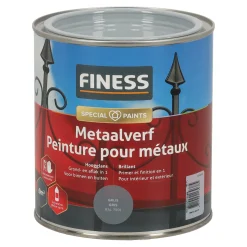 Metaalverf hoogglans grijs 750ml Finess