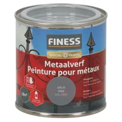 Metaalverf hoogglans grijs 7001 250 Finess
