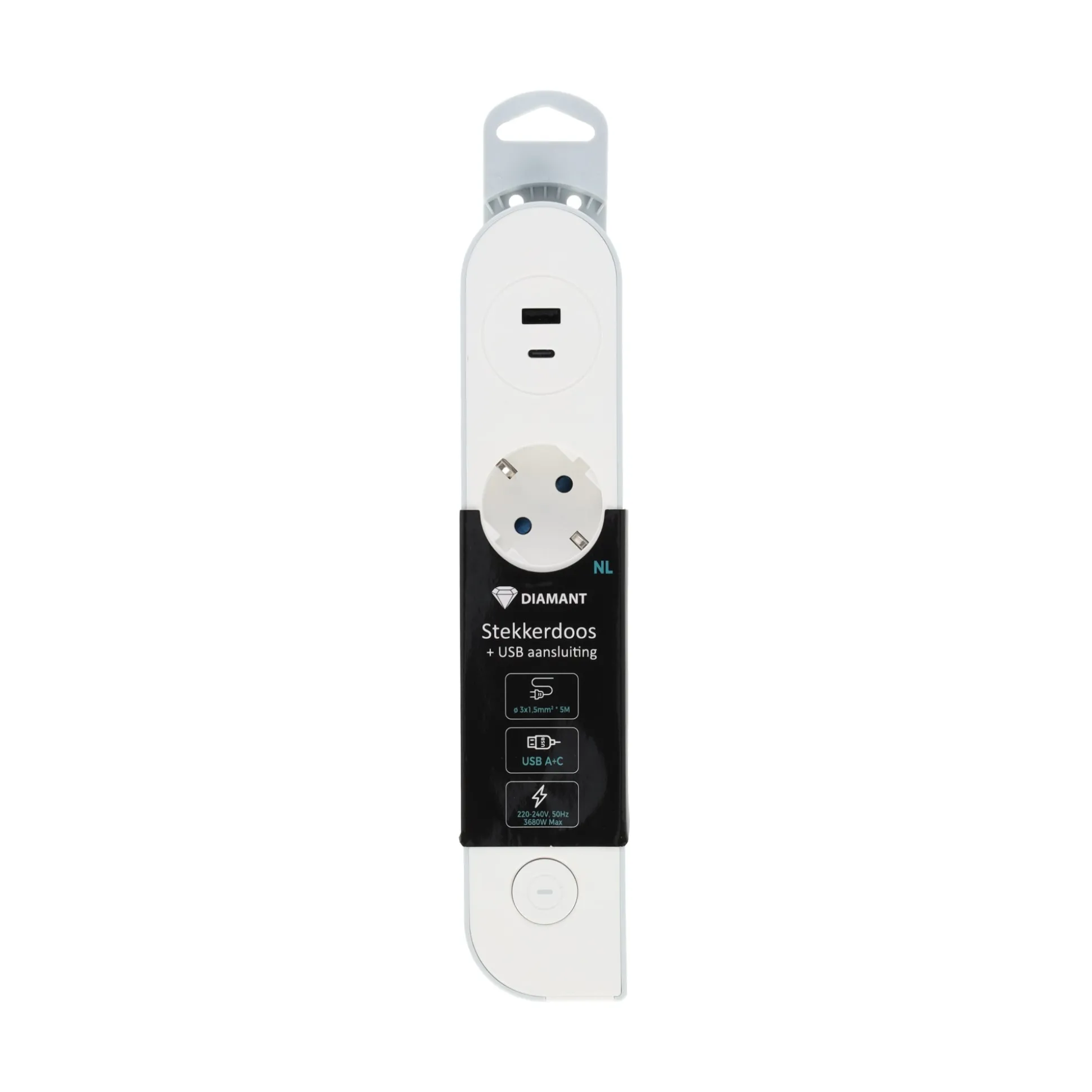 Stekkerdoos 3-NL+USB A+C 3x1,5 5M DM