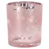 Theelicht glas vlinder roze 10cm