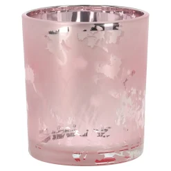 Theelicht glas vlinder roze 10cm