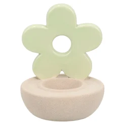 Theelichthouder bloem groen 12cm