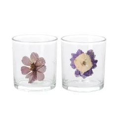 Theelichthouder glas bloem 8 cm