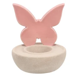 Theelichthouder vlinder roze 12cm