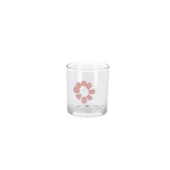 Theelichtouder glas bloem roze 8 cm