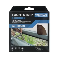 Tochtstrip E-rubber 6 m bruin