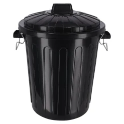 Ton met deksel zwart 46L Curver