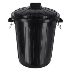 Ton met deksel zwart 70L Curver