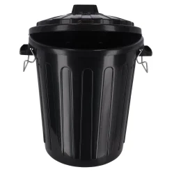Ton met deksel zwart 70L Curver