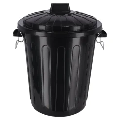 Ton met deksel zwart 23l Curver