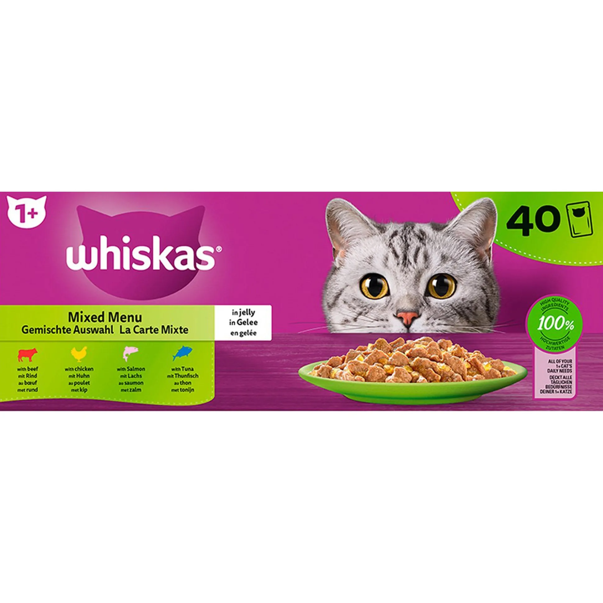 Whiskas 1+ natvoer mix 40 stuks