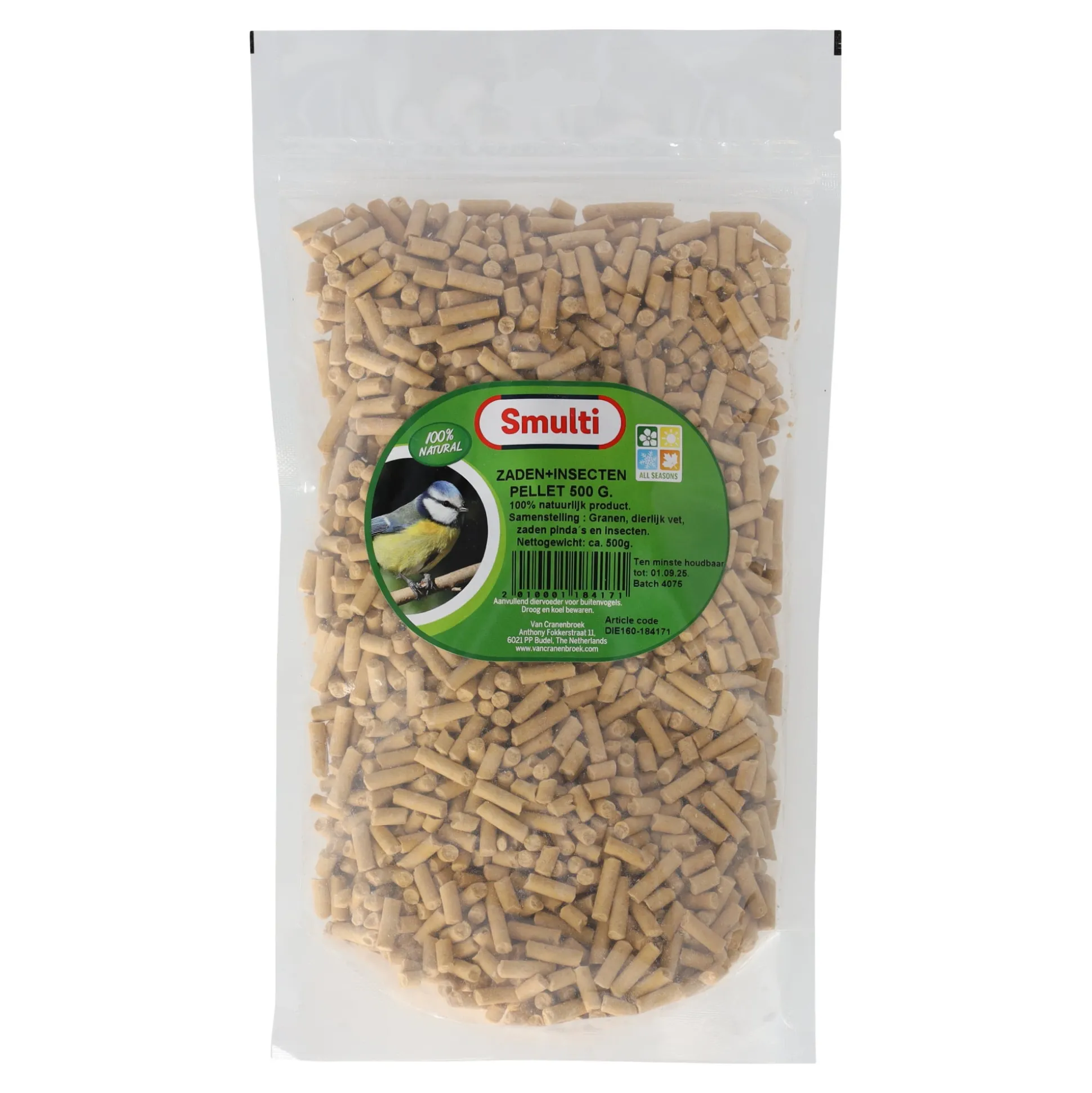 Zaden + insecten pellet 500G Smulti