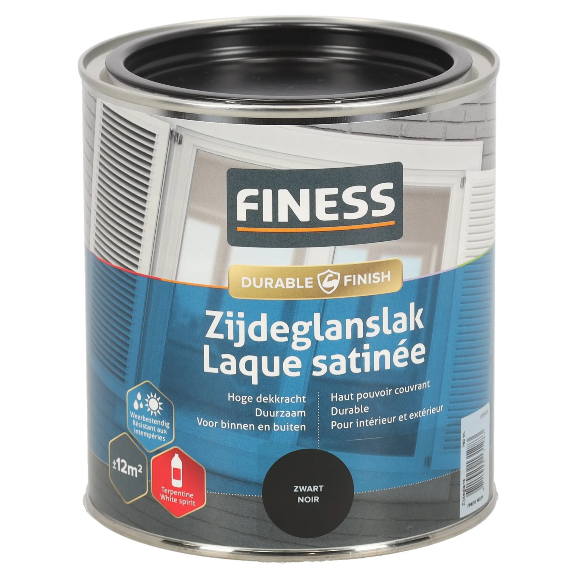 Zijdeglans zwart 1428 750ml Finess