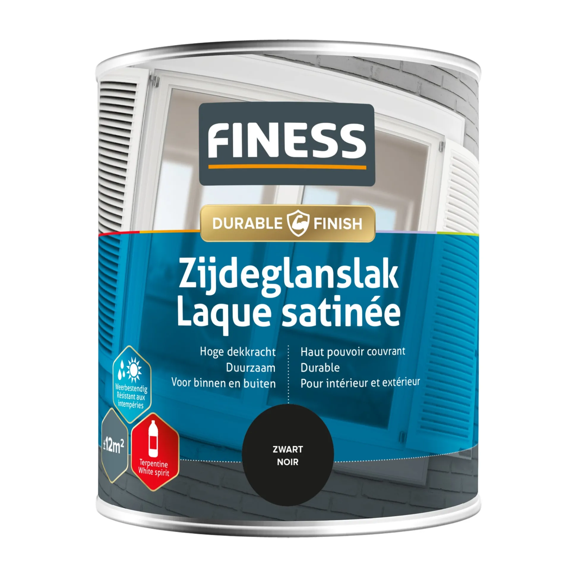 Zijdeglans zwart 1428 750ml Finess